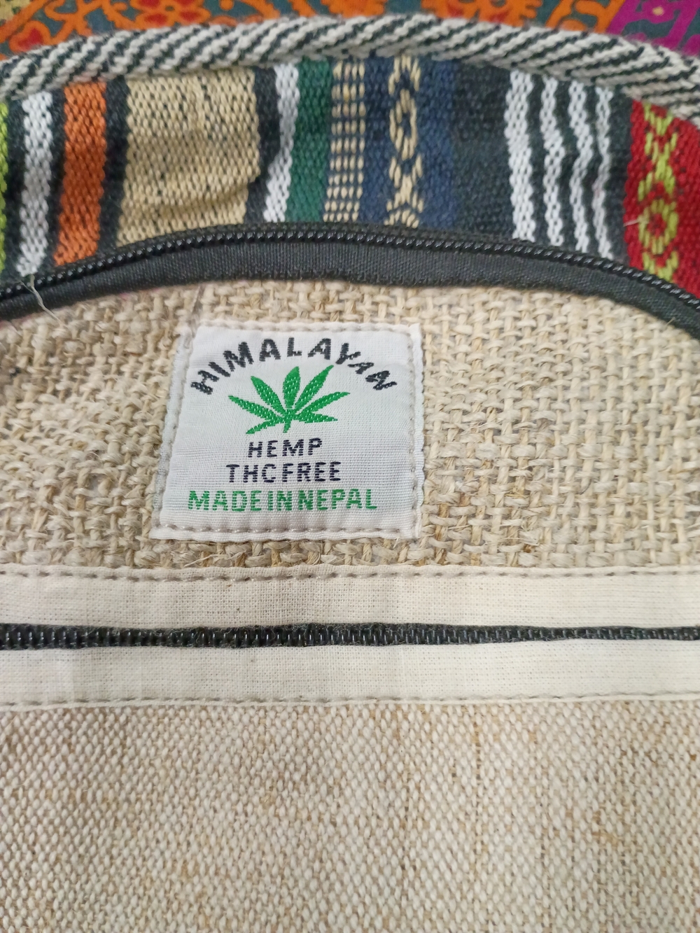 NWOT Himalayan Hemp Boho Striped Mini Backpack - Natural & Multicolor - Picture 6 of 6